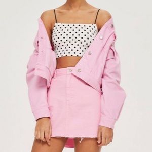 NWT Topshop Pink Moto Denim Skirt